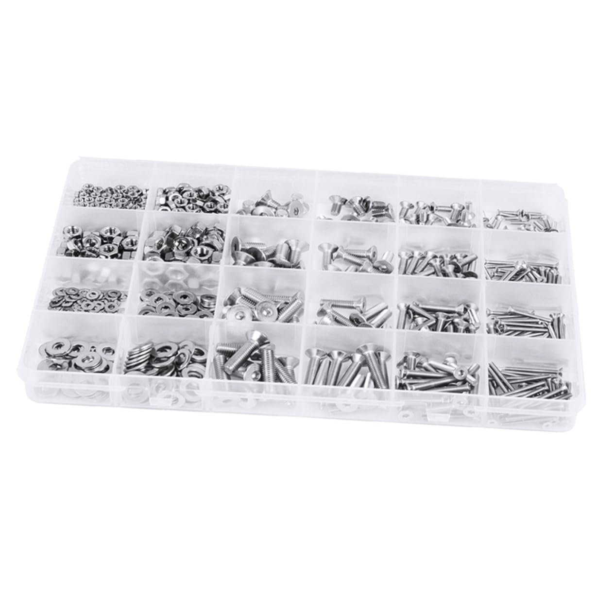 880pcs Boxed Screws Kit Washers Metal Bolts for Home and Automotive Use and Organized Storage for Easy Access