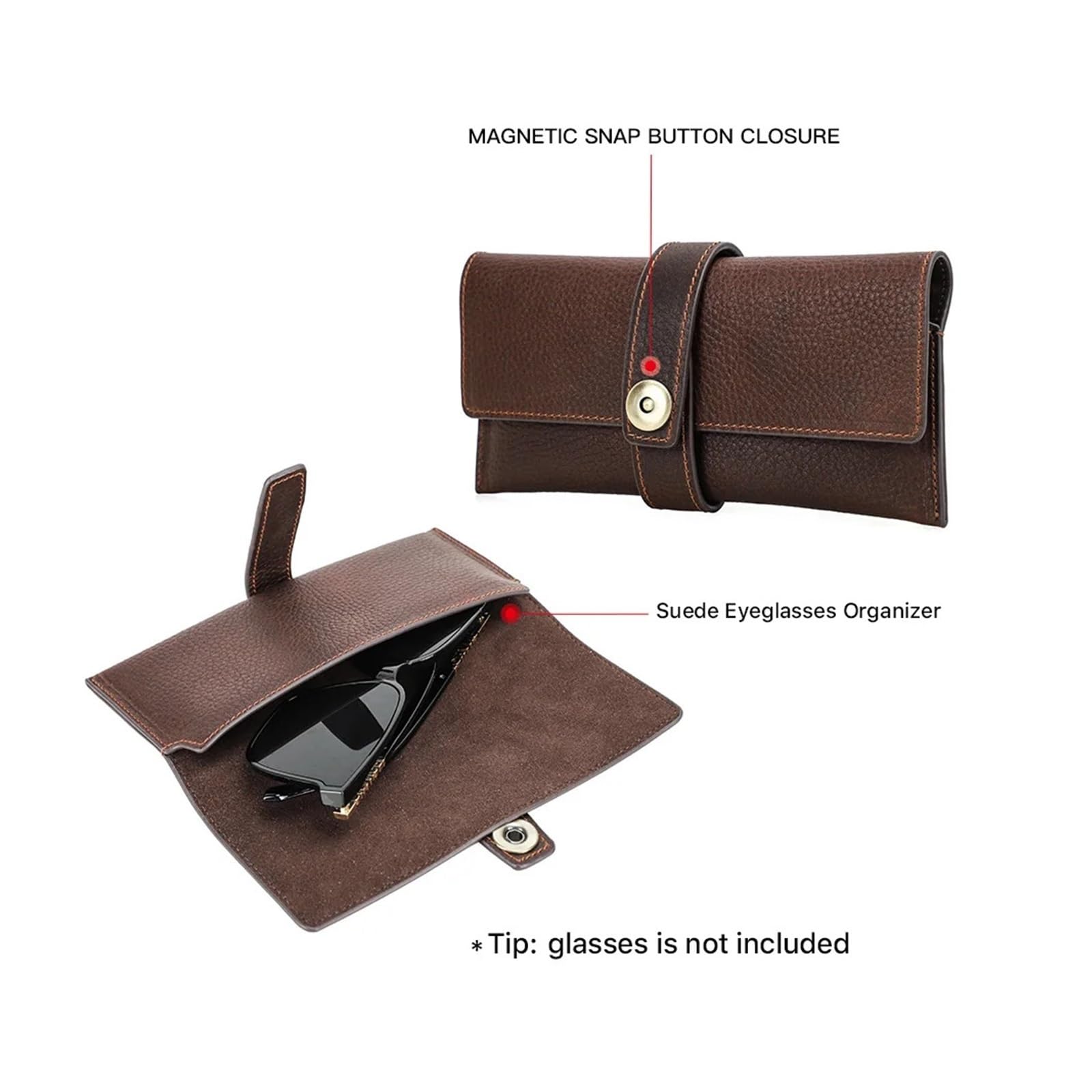 Funda de Gafas Blanda de Cuero Handmade 1PC Retro Genuine Leather Glasses Cover Case Storage Bag Sunglasses Protective Box Eyeglasses Holder Men Women