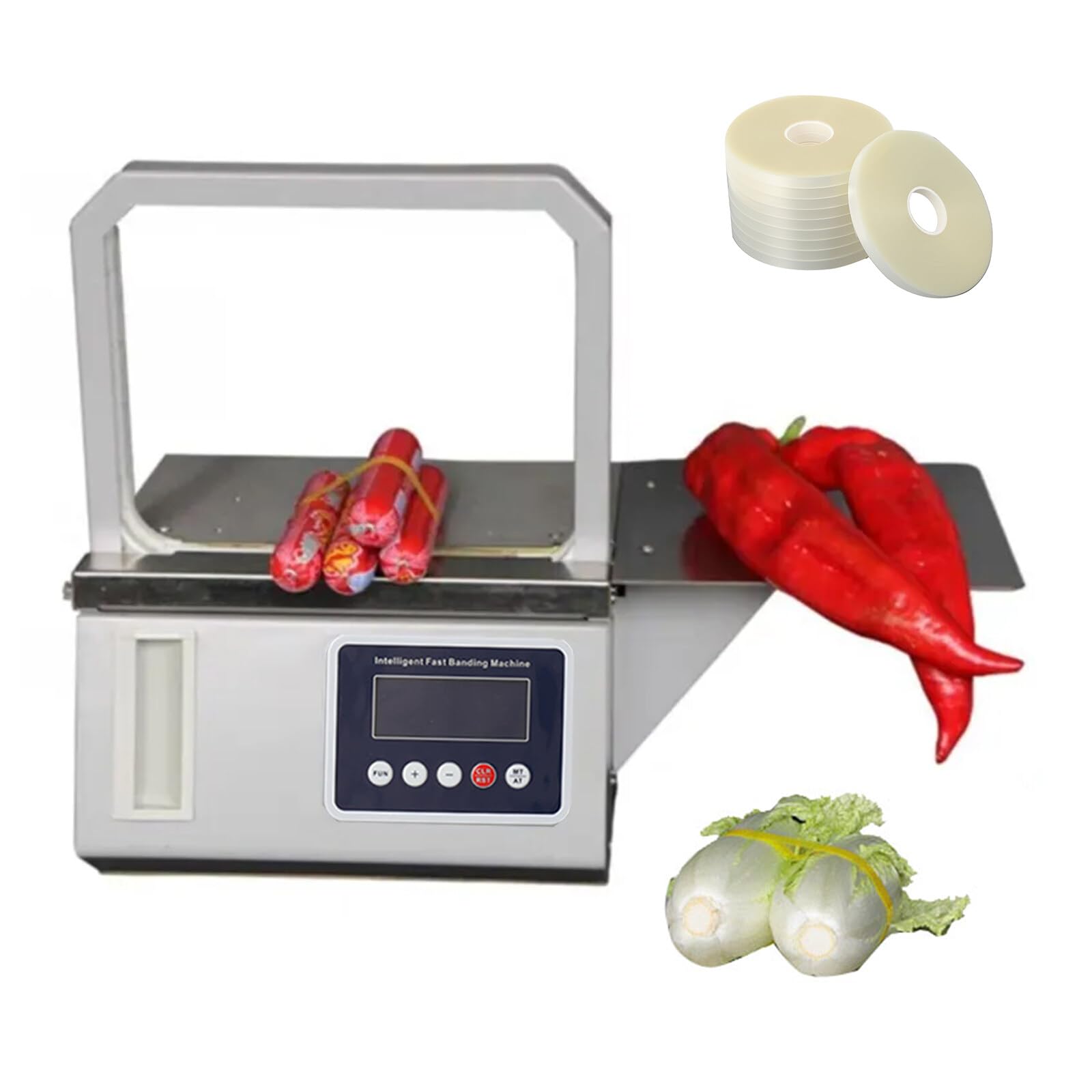 Lfhelper Electric Automatic Strapping Machine, 110V Automatic Bundling Machine OPP Strapping Machine, Supermarket Vegetable Bundling Machine for 11mm