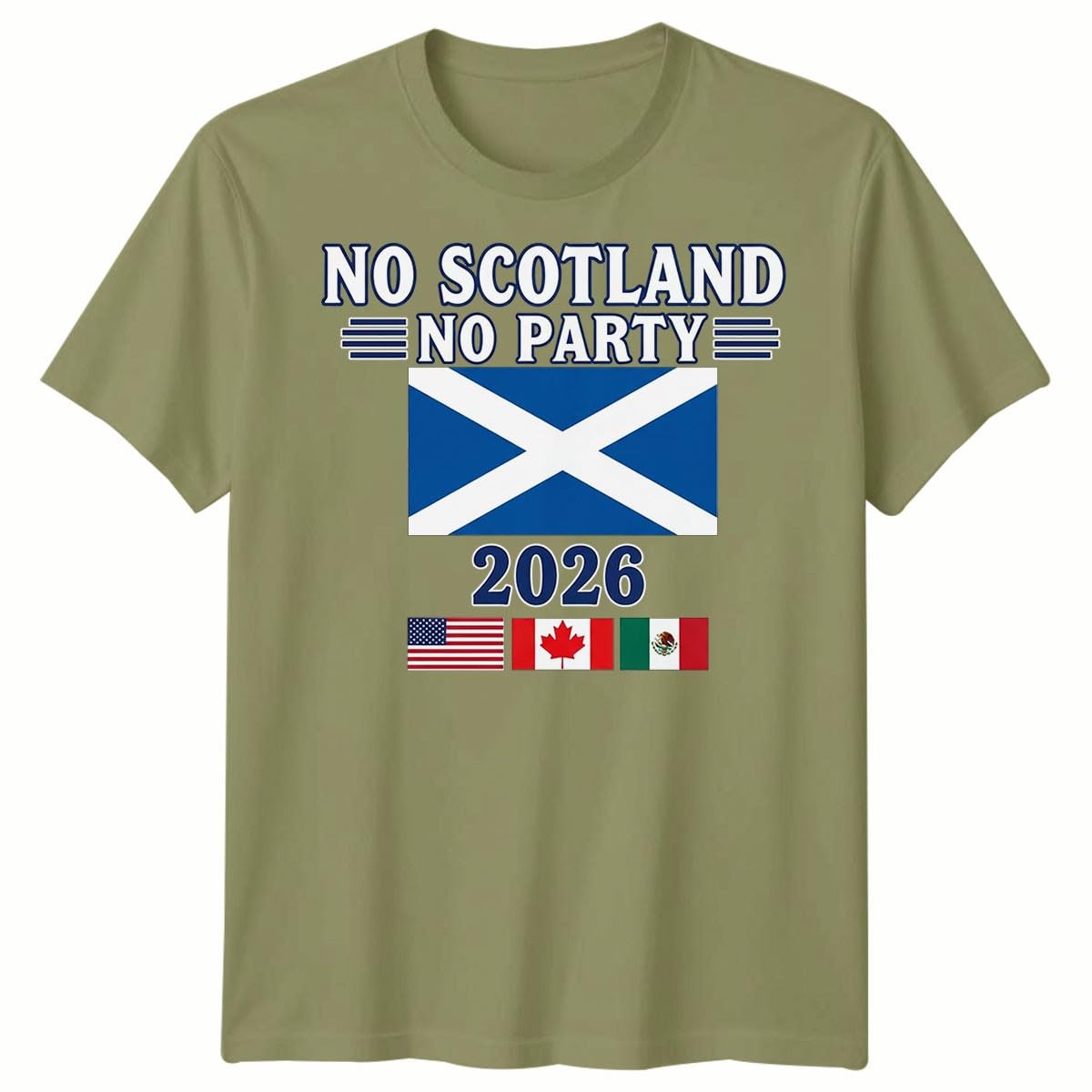 D&T Unisex Tshirt Scotland Football USA Cup Football Tournament of The World 2026 12-13 Years Classic Olive
