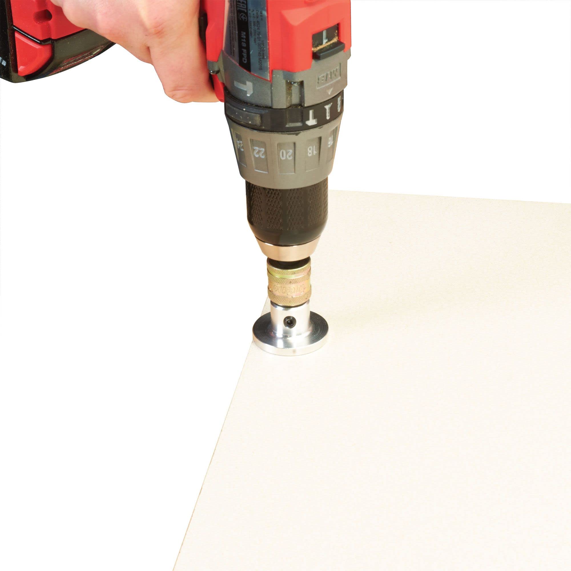 Trend Snappy 35 mm Maschinenbohrer mit Tiefenanschlag, zum Bohren von gleichmäßigen Löchern mit 35 mm Durchmesser für kreisförmige Scharniere in Küchen- und Schranktüren, SNAP/MB/35DS