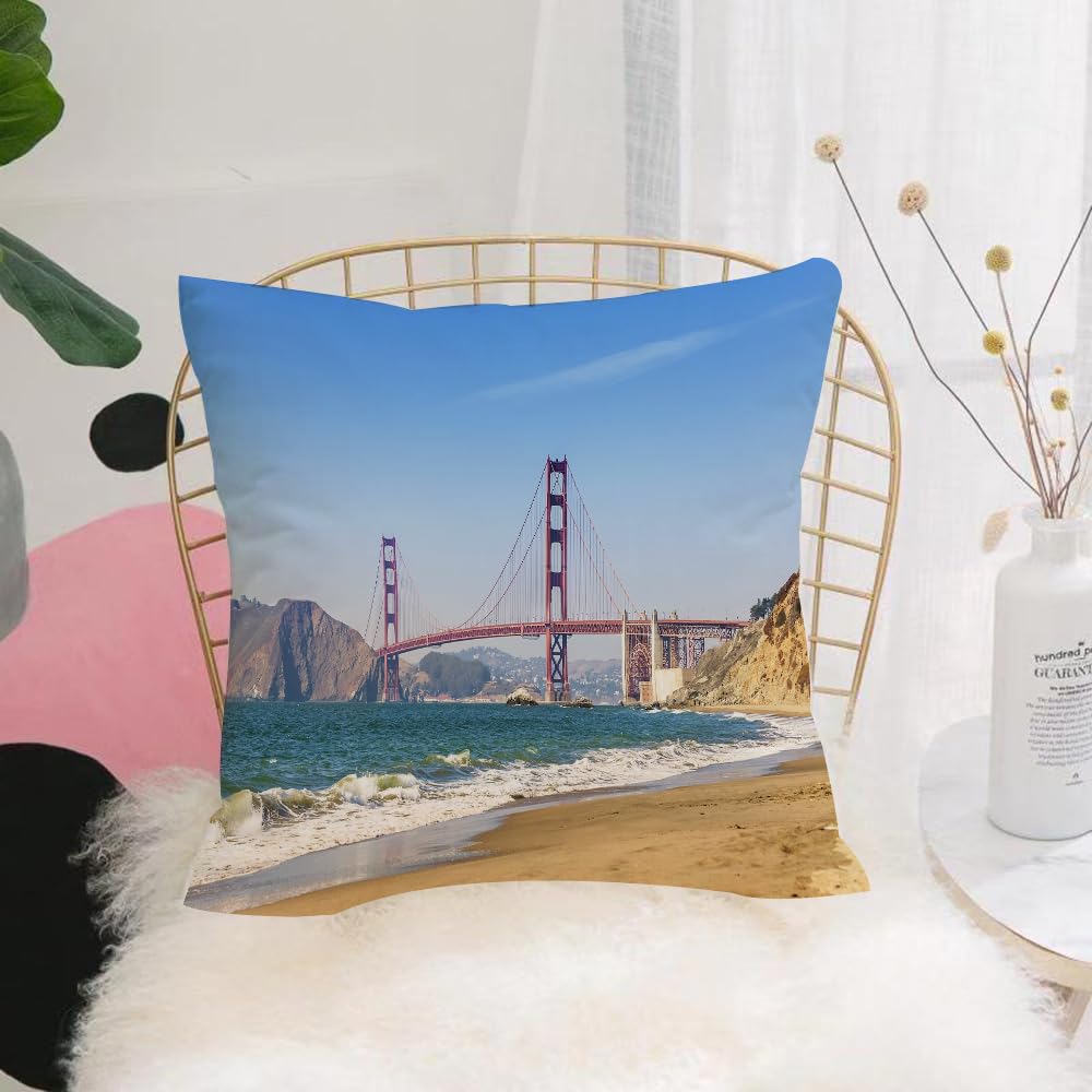 Hyosxw Panoramic View Of Golden Gate Bridge San Fra - A9 Cushion Cover,Throw Pillow Case Home Decorative For Living Room Bedroom Sofa Chair 18X18 Inch,Panoramic View Of Golden Gate Bridge San Francisco California Usa.,Pillowcase 45X45cm