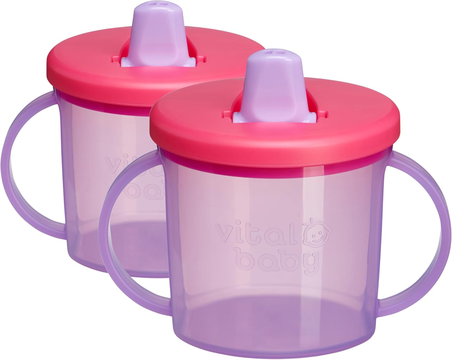 Vital Baby Free Flow Cup with NonSpill Travel Spout, Easy Grip Handles