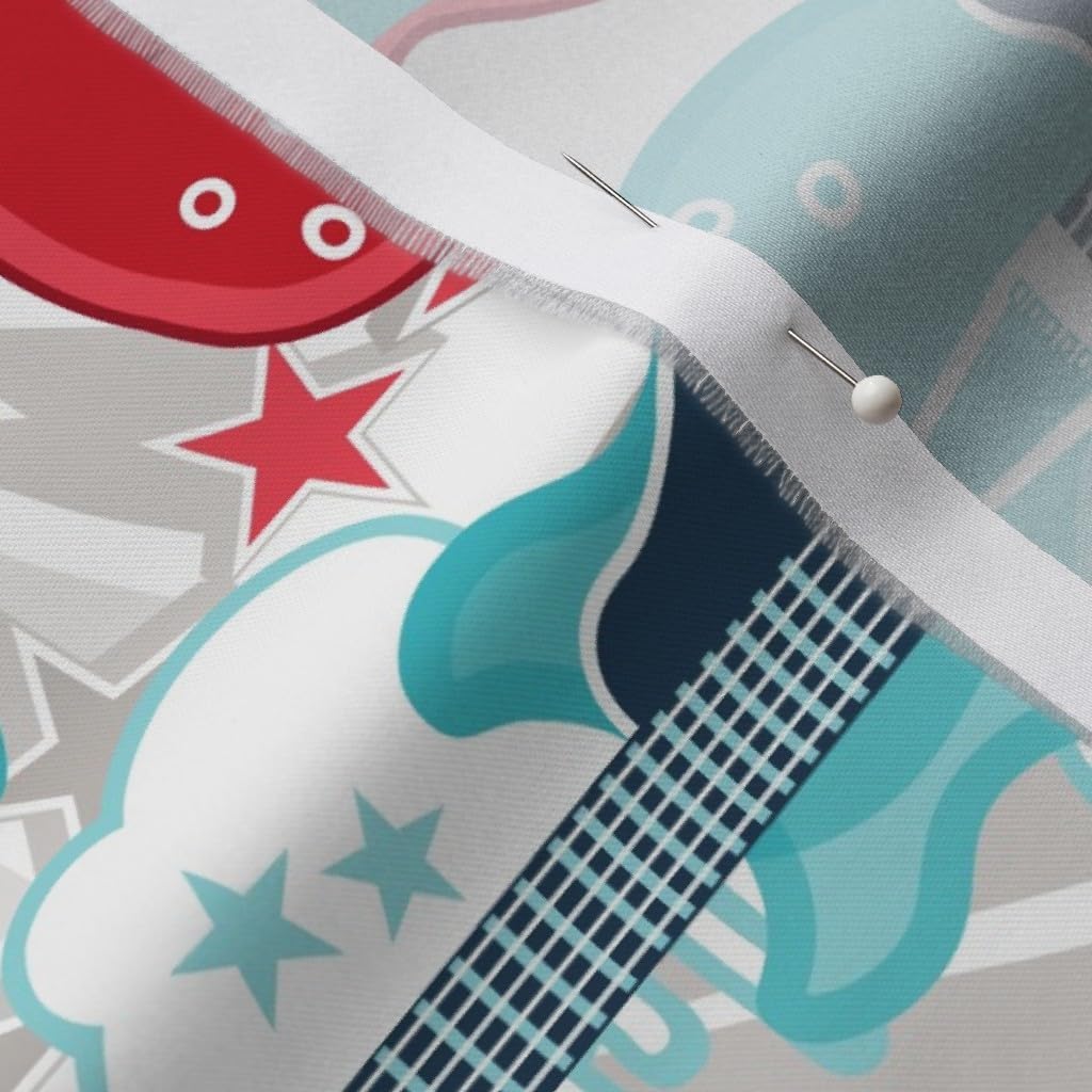 Spoonflower Fabric - Rock Roll Music Band Guitar Guitars Printed on Organic Cotton Sateen Fabric by The Yard - Sewing Quilting Apparel Home Decor