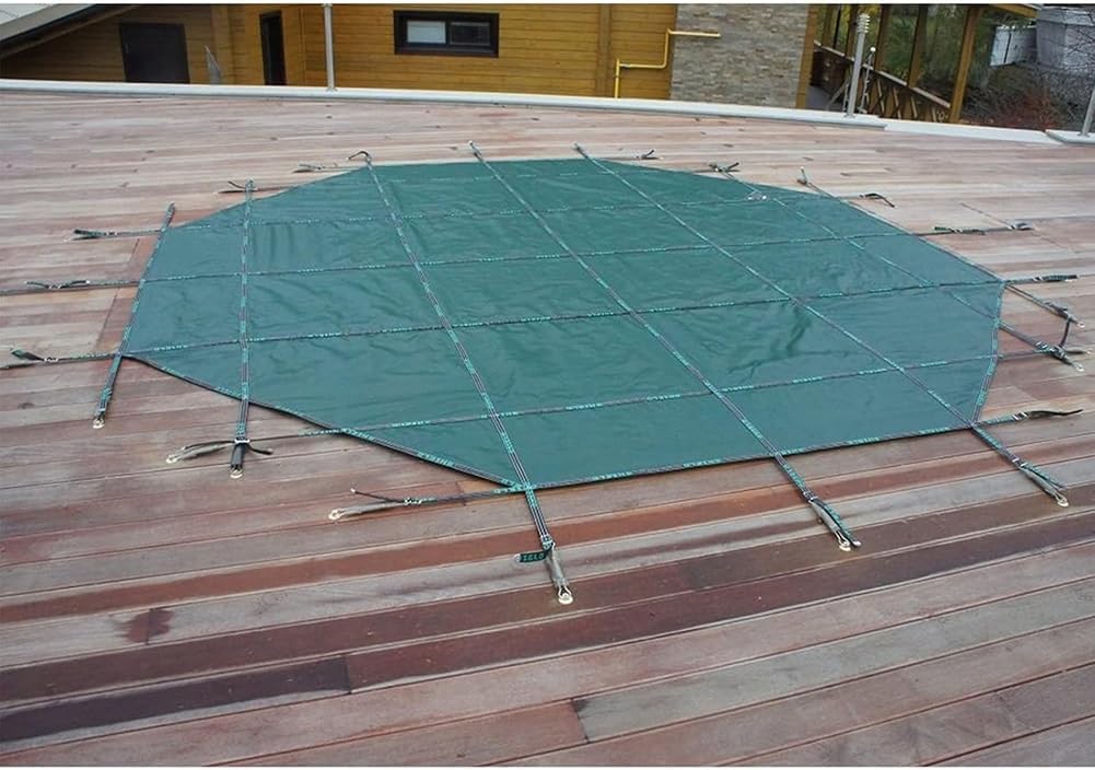 Rygcrud Round Swimming Pool Safety Cover, Outdoor Deck Inground Pools Covers Protector Mesh Cloth with Anchors(Dia 2.2m/1)