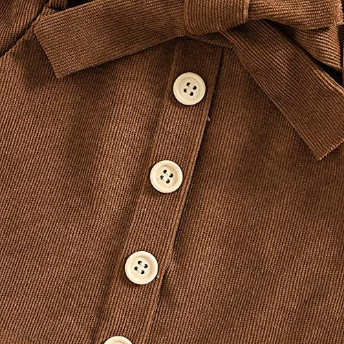 Mubineo Toddler Baby Girl Basic Plain Corduroy Button Skirt Casual Mini Skirts With Belt (Brown, 5T) #TOP5