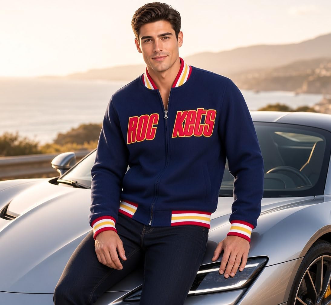 Mens Rocket Premium Woolen Body and Sleeves Varsity Jacket – Classic Athletic Style