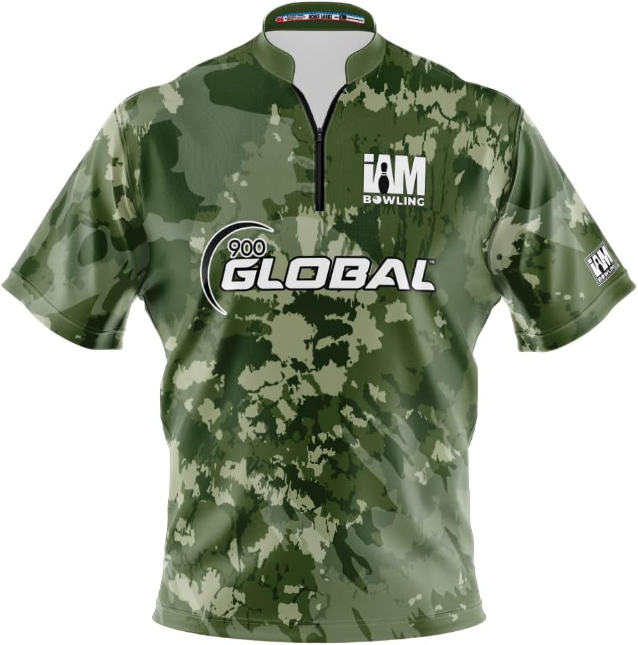 Logo Infusion Dye-Sublimated Bowling Jersey (Sash Collar) - I AM Bowling Fun Design 2053-9G - 900 Global - Army CAMO (X-Large)