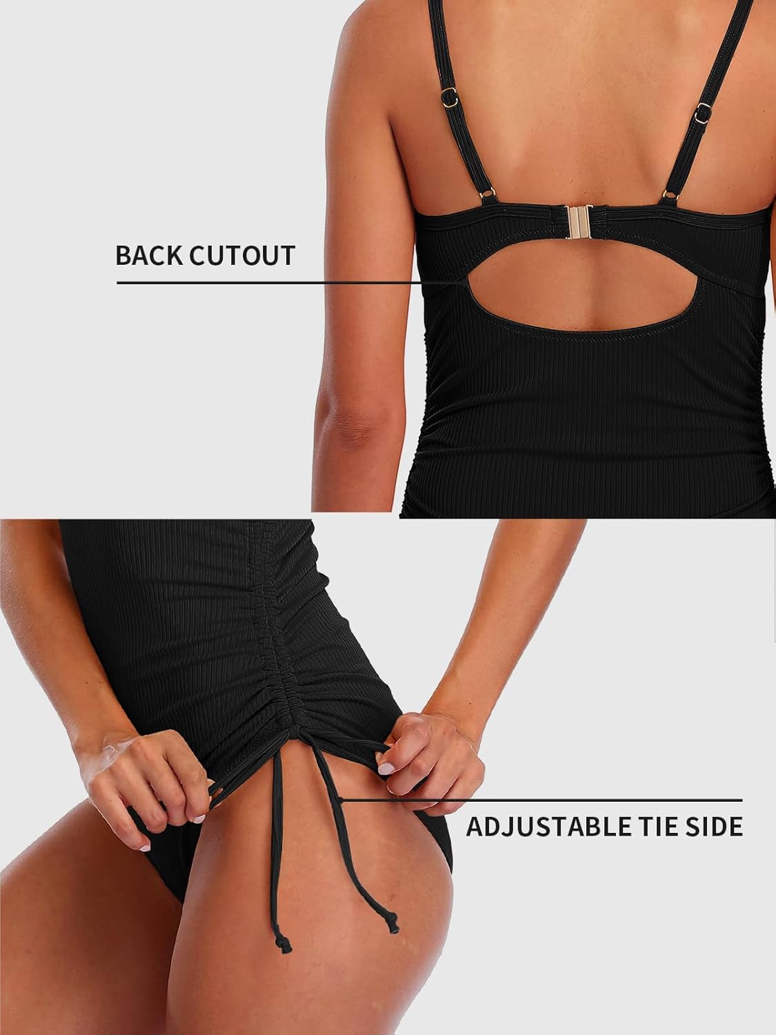 SOCIALA Ribbed One Piece Swimsuit Women Tie Side High Cut Bathing Suits Tummy Control Swim Suit 2026 Ruched Monokinis - Image 4