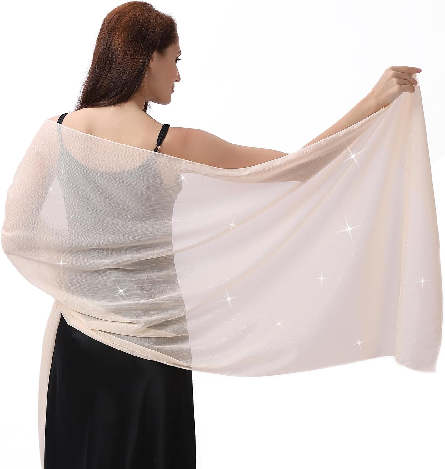 BRYCTSISEN Women’s Silky Satin Shawls and Wraps Lightweight Head Scarves Bridal Wedding Evening Vintage Sheer Stole