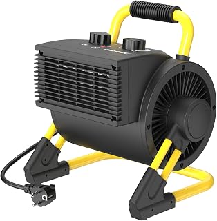 Termoventilatore Ceramico PTC 3 kW Termostato Riscaldatore Elettrico | Riscaldamento Rapido con 2 Potenze e Ventilazione, 90° Inclinabile, Protezione da Surriscaldamento, per Garage e Officina