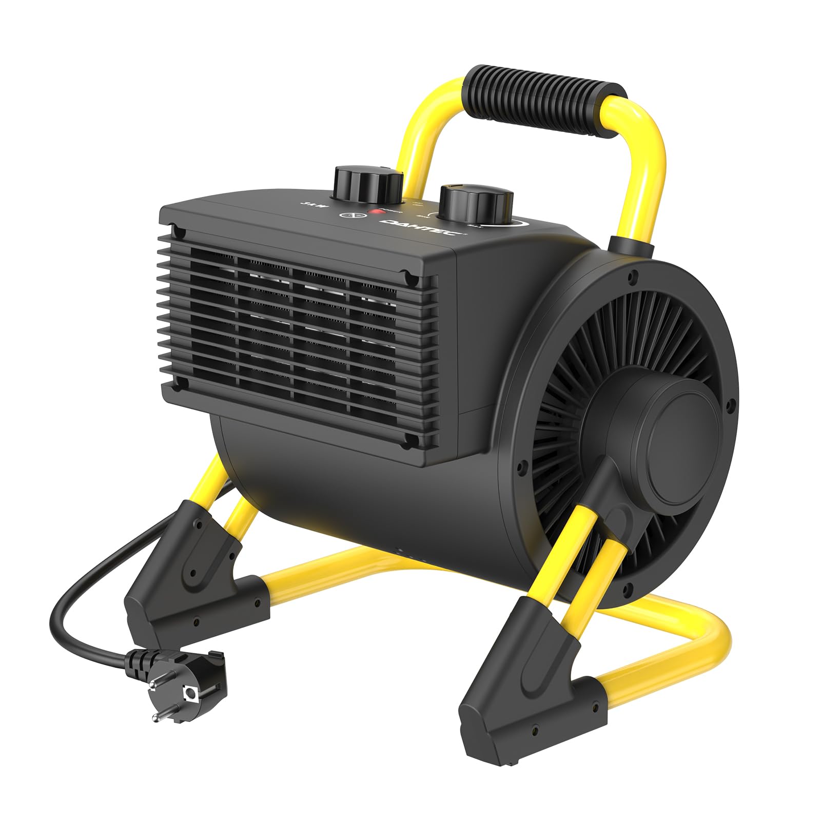 DAHTEC Radiateur Soufflant Industriel 3000 W, Thermostat, 3 Modes, Noir