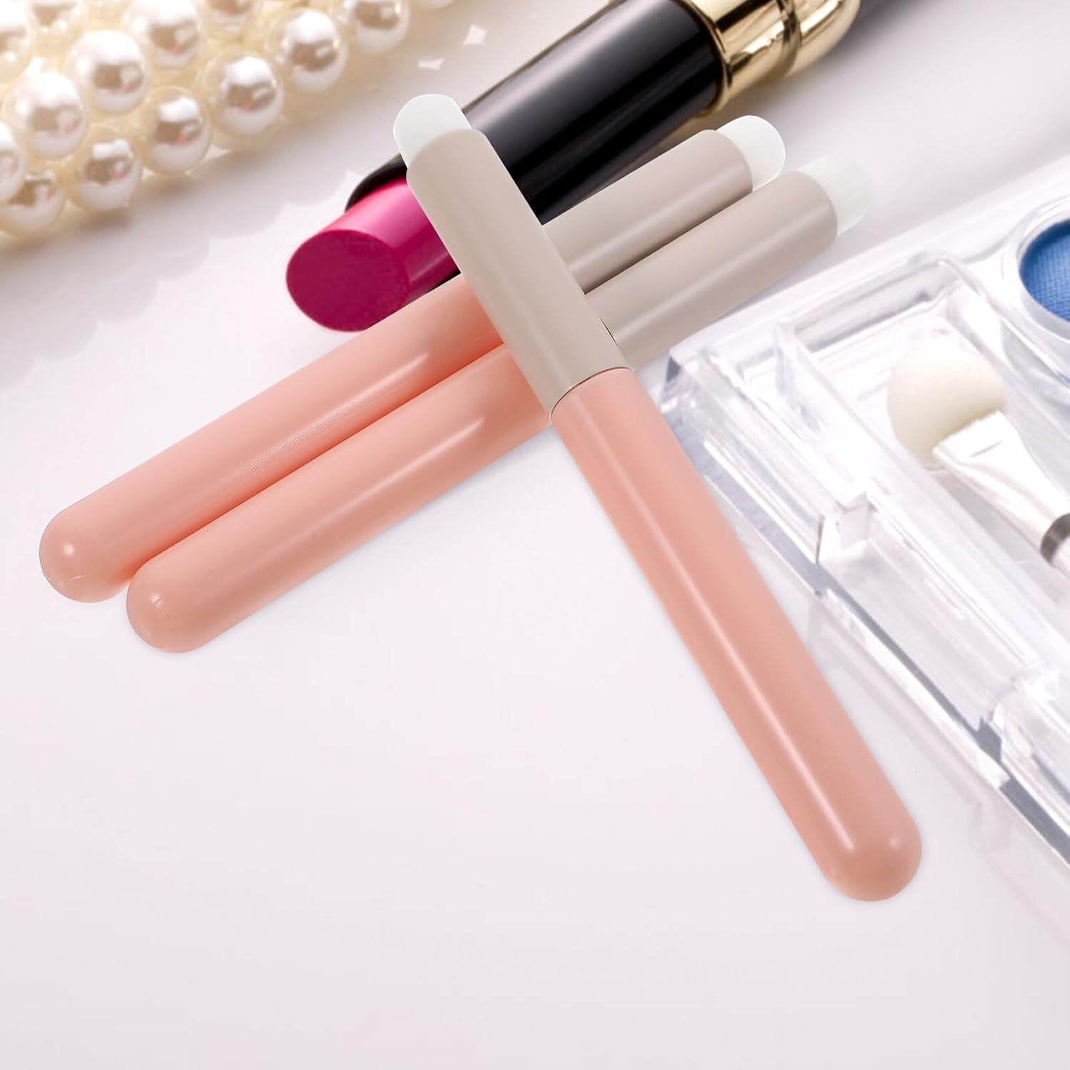 3pcs Lip Brush Set for Women, round Head Lipstick Makeup Brushes with Pink Handle and White Bristles, Portable Lip Gloss and Balm Applicators for Travel and Daily Use image 5