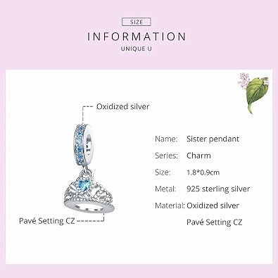 Princess Queen Crown Birthstone Charm Fit for Pandora Charms Bracelets Birthday Gifts for Mother Daughter Her Women