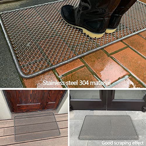 Metal Outdoor Entrance Door Mat, Waterproof, Odorless, Easy To Clean, All-Weather Outdoor Heavy Duty Scraper Door Mats For The Front Door Of The House，18.5X31Inch #TOP3