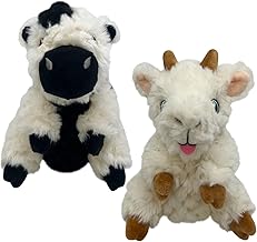 KONG Comfort Tykes Soft Plush Fluffy Dog Toy for Small and Medium Breeds (Cow/Goat Combo)