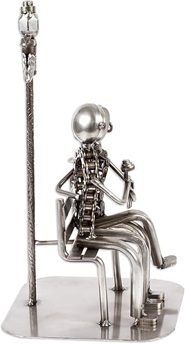 Miniatura 2 de NOVICA Escultura hecha a mano de piezas de automóvil recicladas, hecha a mano, romántico, metal mexicano, rústico, [13.5 pulgadas de alto x 6.75