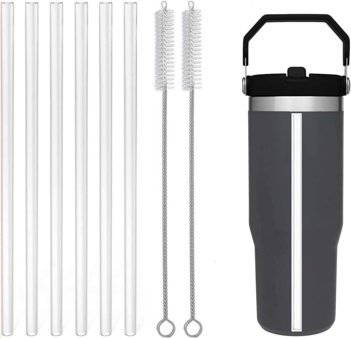 Replacement Straw for Stanley Iceflow 30oz (Only),Reusable Clear Drinking Straws Compatible with Stanley IceFlow Flip 30oz,Plus Straw Cleaner Brush for Stanley Iceflow