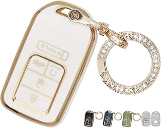 for Honda Key Fob Cover, Soft Full Protection Key Case Shell with Keychain Compatible with Honda Accord Civic CRV Pilot Odyssey (White)