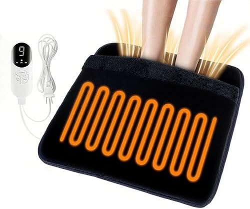 Calentador eléctrico de pies para pies, calentador de pies de doble cara, almohadilla térmica de pies con 6 niveles de temperatura y 3 Negro