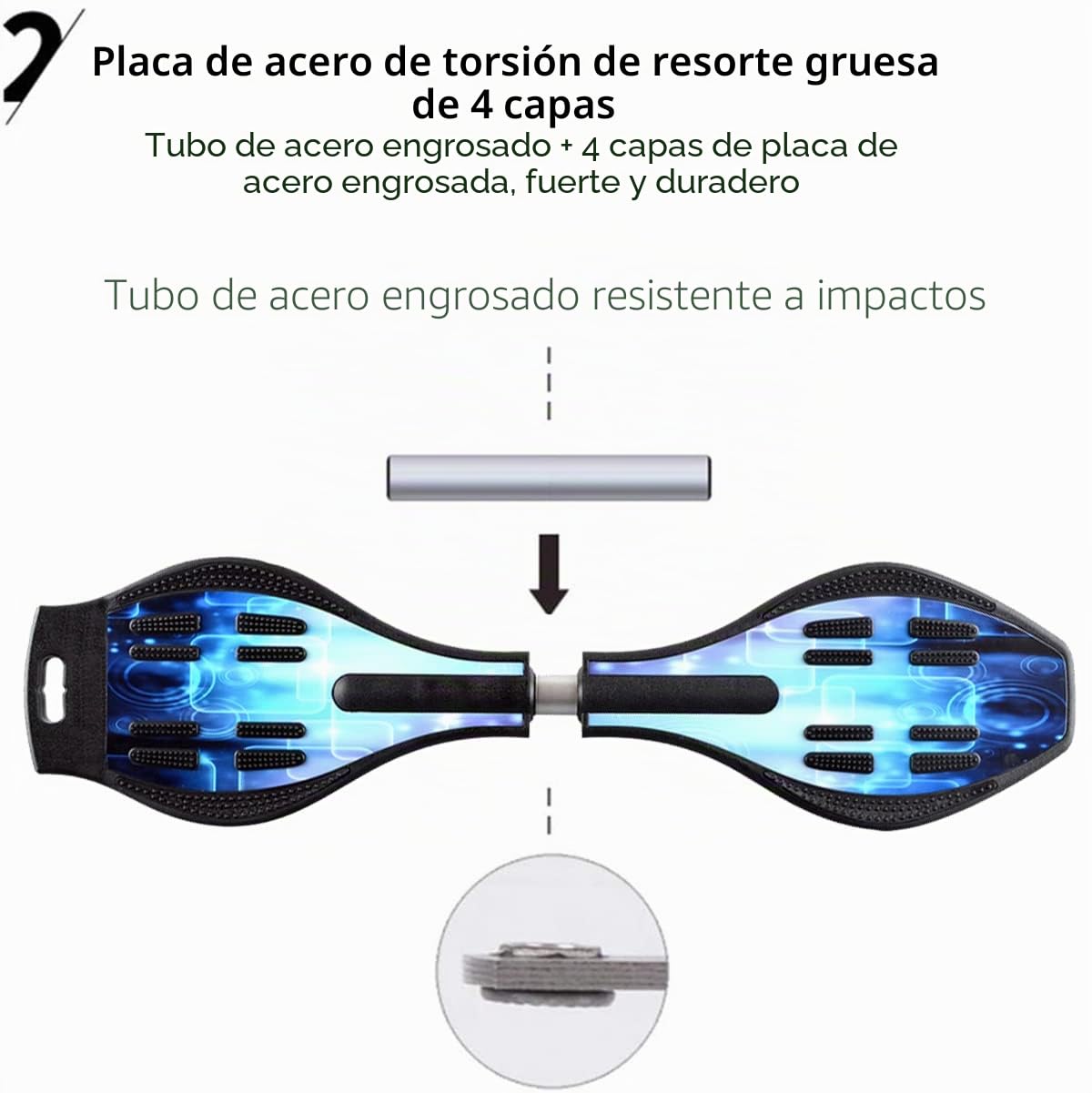 Waveboard Infantil Street Surf Caster Torsion Skateboard Double Deck con Light Up Wheels Blue Dream