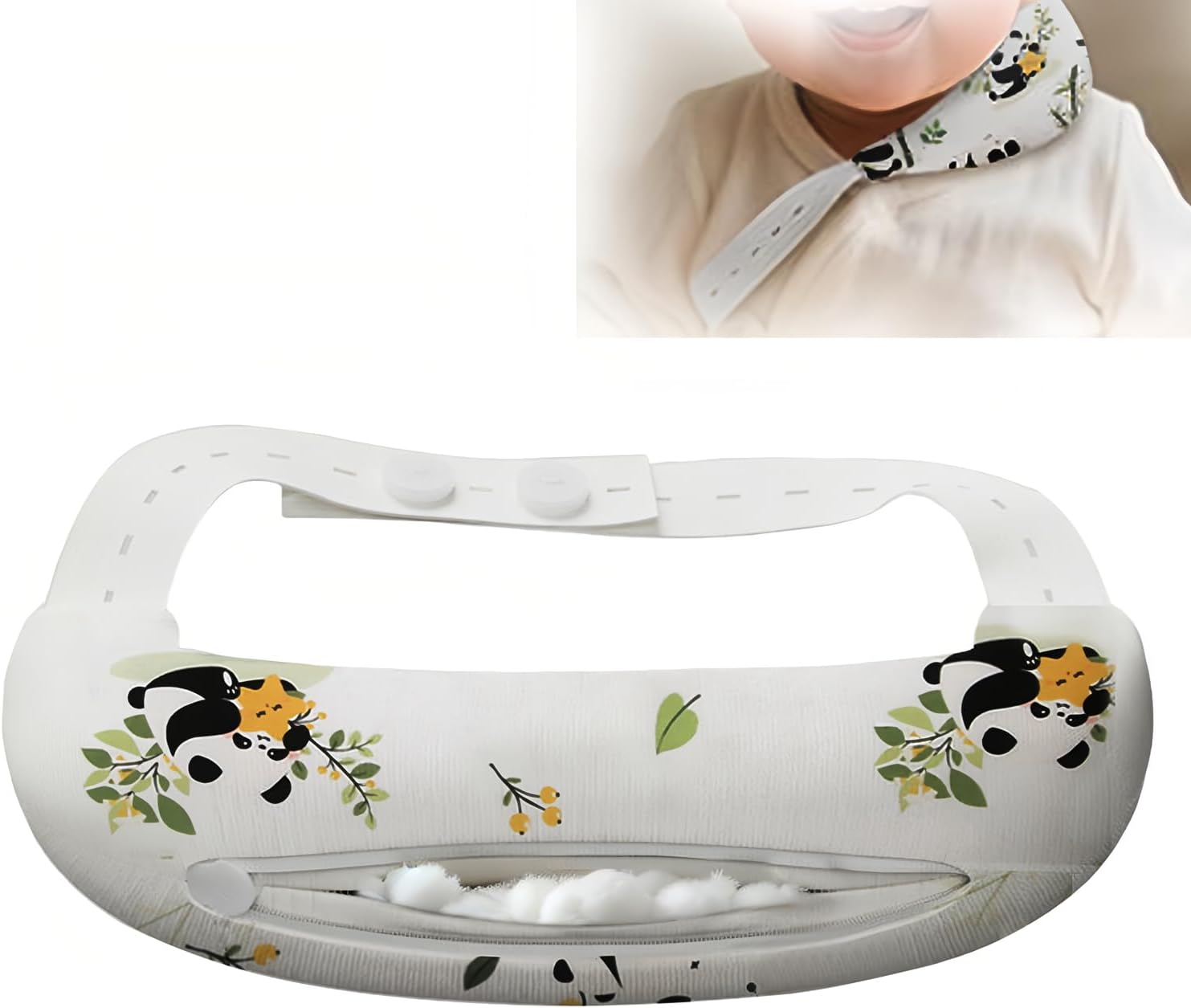 Adjustable Neck Pillow, Head Support for Infant, Torticollis Pillows with Soft, Breathable Crescent Shape (Pearl Cotton)