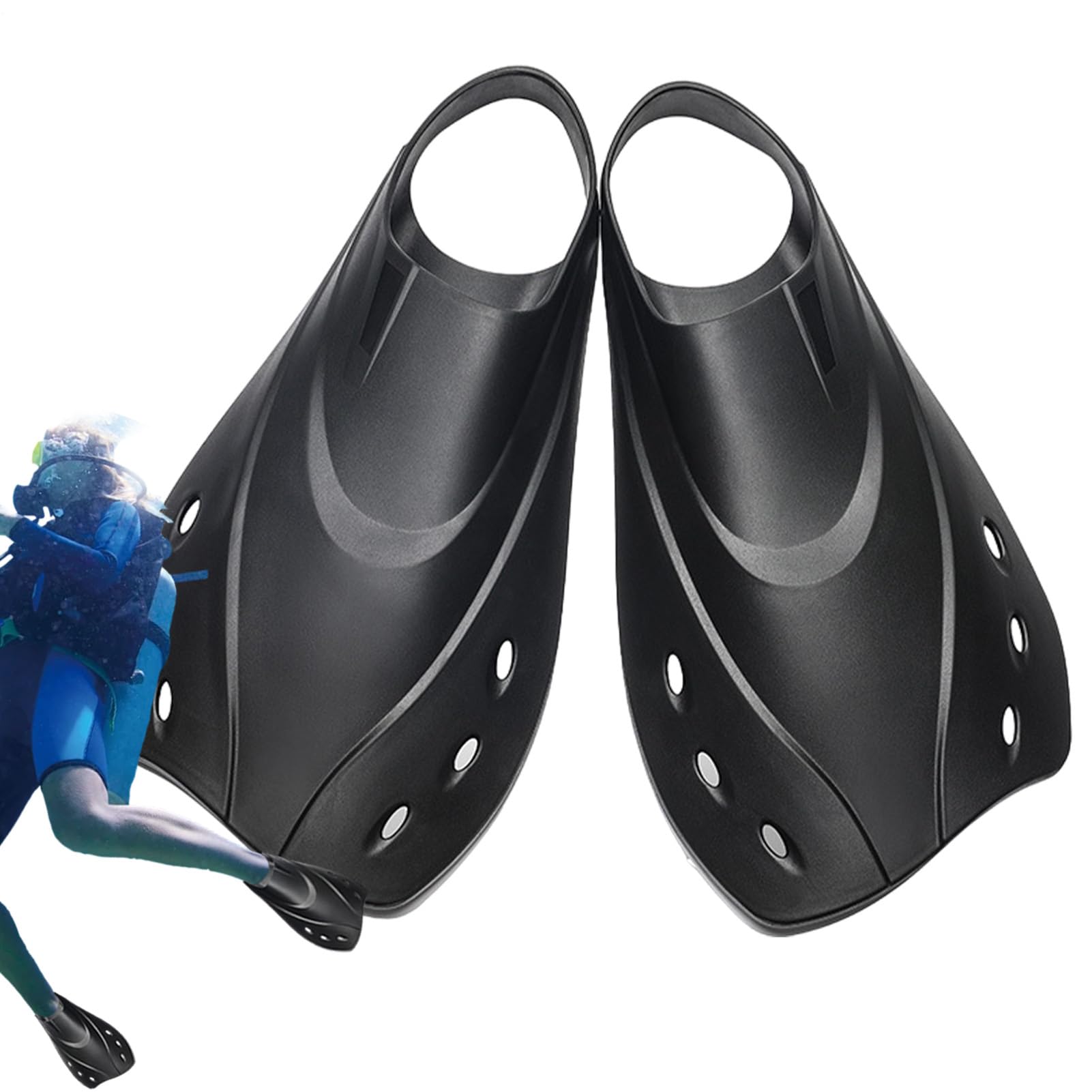 Pinne da nuoto: pinne da immersione corte, alte, compatte ergonomiche, in TPR, comode per allenamento di nuoto, leggere | Allenamento versatile per PR