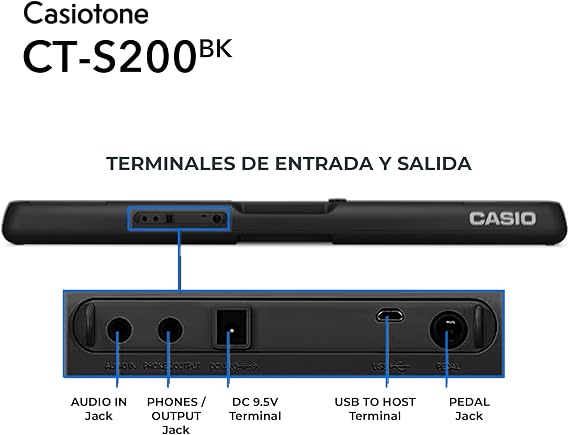 casio ct-s200bk casiotone keyboard with 61 floor keys and automatic accompaniment black