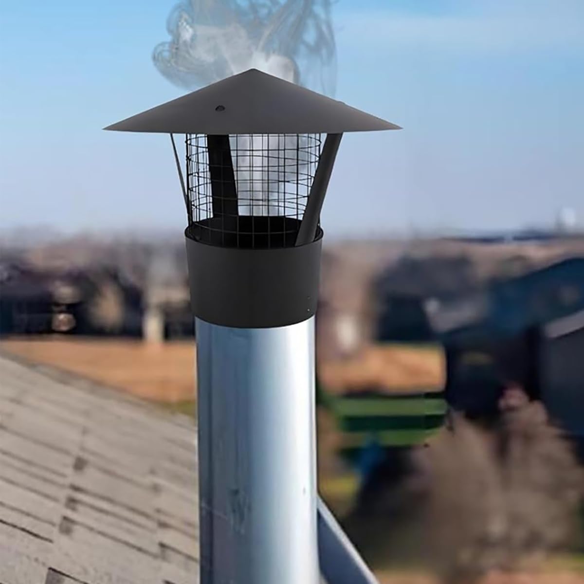 Tapa de chimenea exterior para evitar filtraciones de agua en el conducto de la estufa