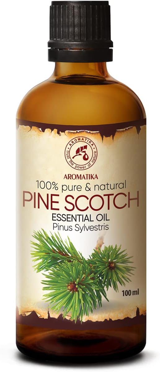 Pine Scotch Oil 3.4 Fl Oz - Pinus Sylvestris - Austria - 100% Pure & Natural - Good for Aromatherapy - Uses for Tension Relief - Diffuser - Home Fragrance - Aroma Bath - Aroma Lamps - SPA