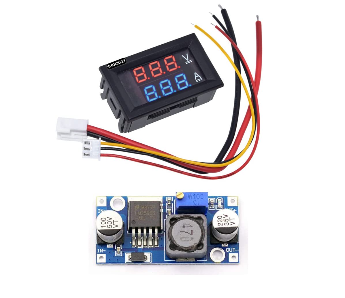 Shockley Mini Digital Voltmeter DC 100V 10A Panel VoltAmp Voltage Current Meter + LM2596 DC-DC Buck Converter, Adjustable Step Down Voltage Regulator 3-40V to 1.5-35V (LM2596 + DC Voltamp Meter) (B0BVGB9P59) Amazon Price History, Amazon Price Tracker