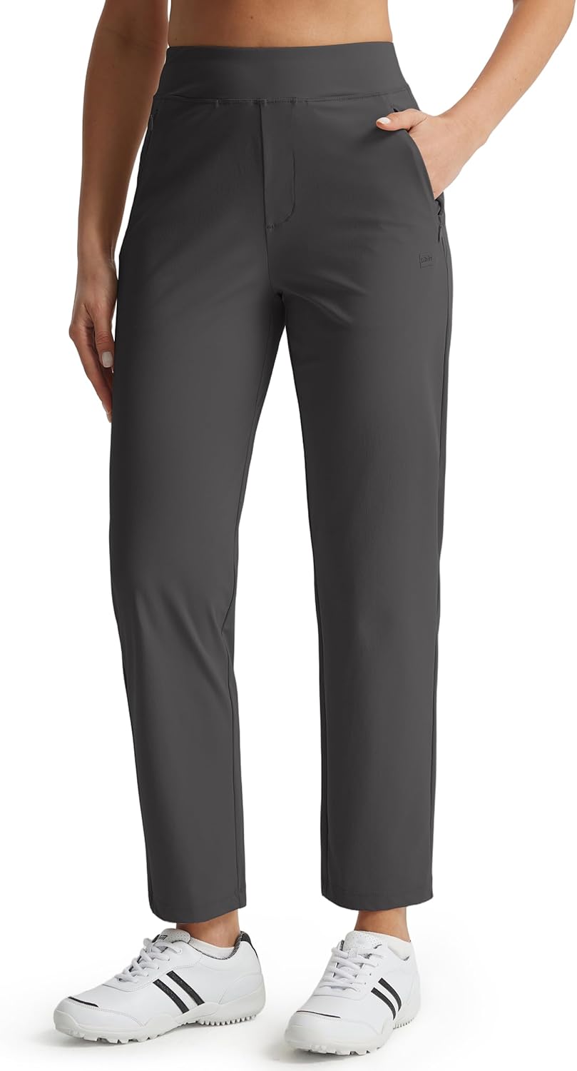 Libin Women’s Golf Pants Stretchy Travel Dress Pant High Waisted Zipper Pockets Straight Leg Soft Work Lightweight
