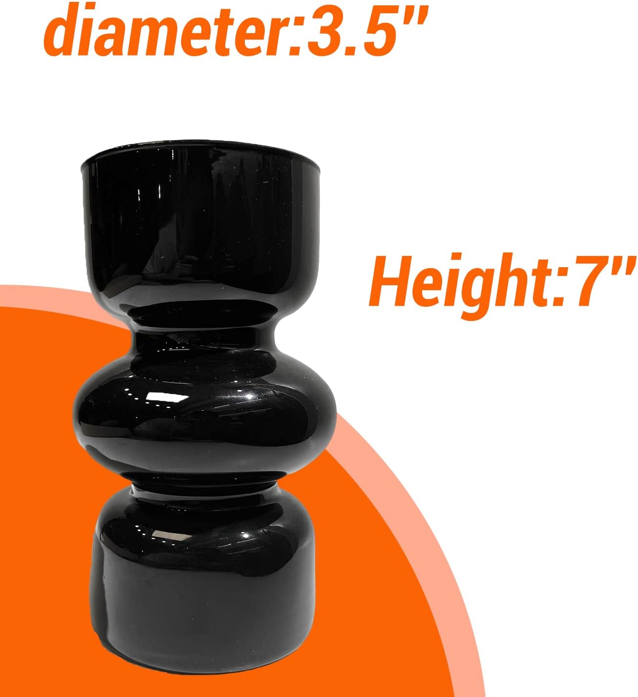 BLOFLO Black Glass Hydroponic Vase, 7Inches Glass Vase for Flower, Modern Geometric Three-Layer Floral Vases for Home Office, Wedding Table Decoration(Black) - Image 6