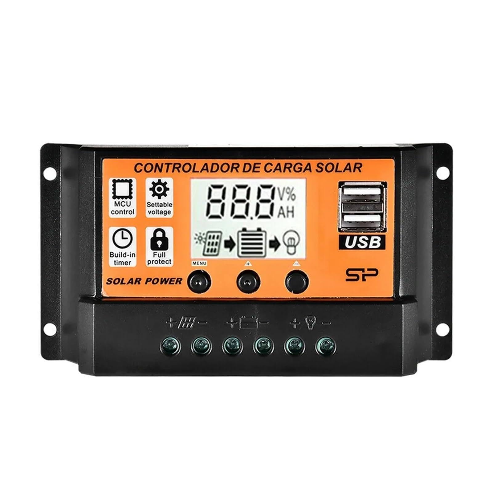 Solar Charge Controller, MPPT Solar Charge Controller 30A 50A 100A Panel Battery Regulator Dual USB 5V LCD Display(30A ZN25345503)