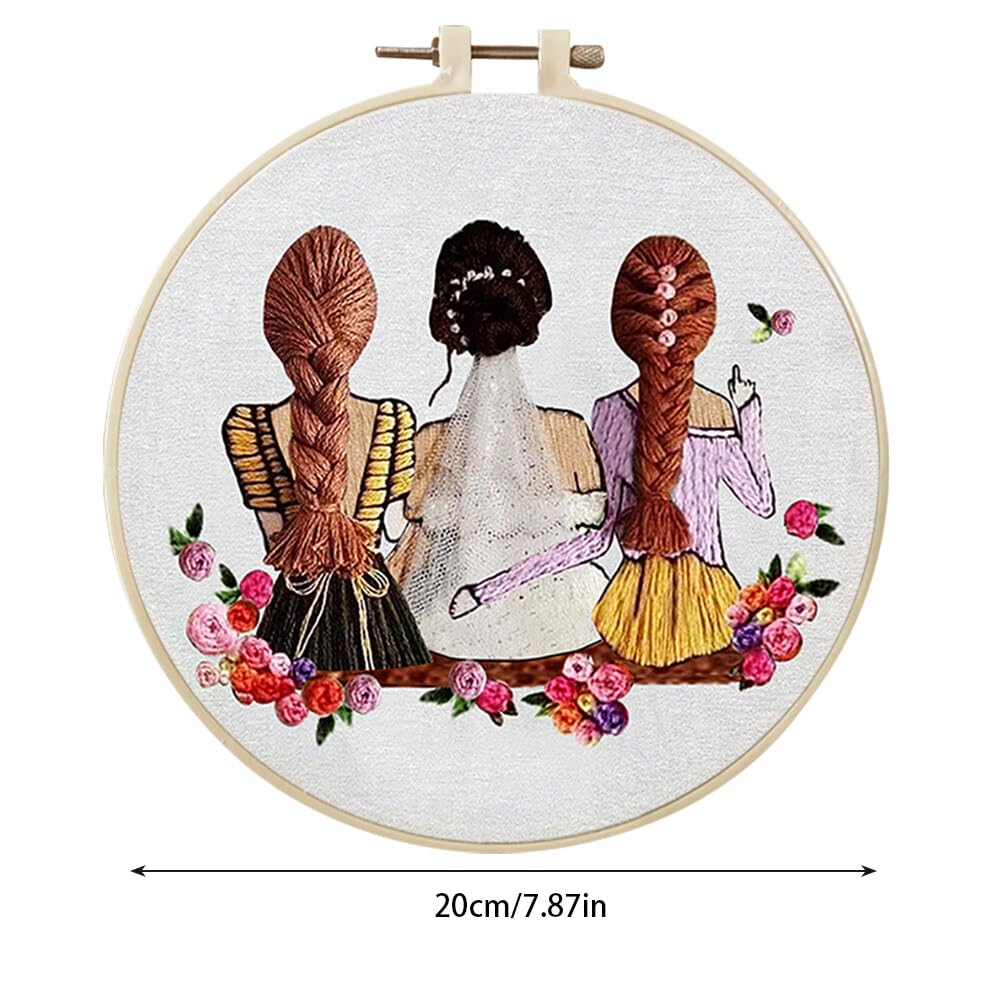 Stamped Embroidery Kit For Beginners With Pattern, Cross Stitch Kit Starter Including Hoop Color Threads Scissors Flamingo Romance