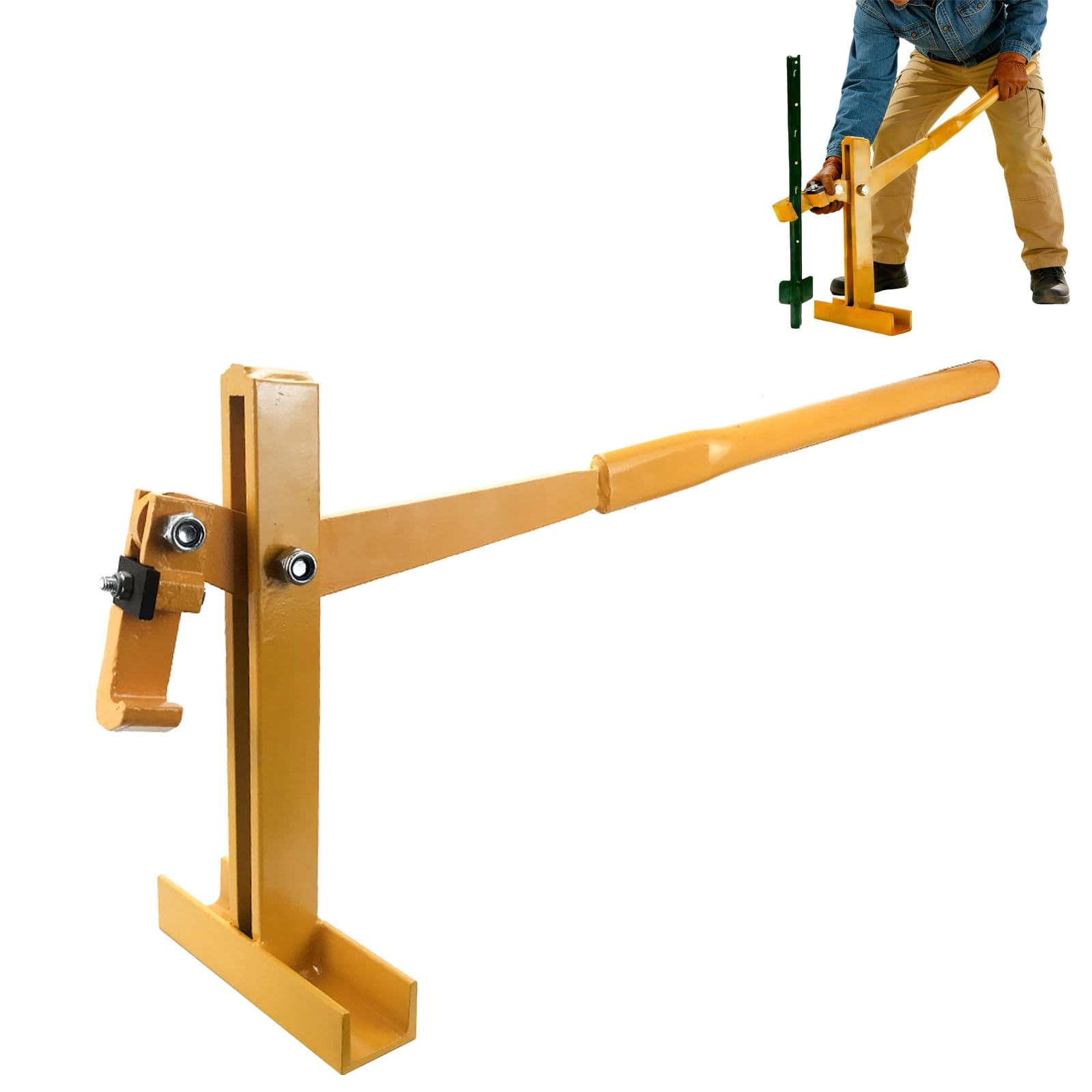 Sollevatore a T resistente, estrattore manuale da 800 mm, estrazione efficiente per pali in metallo, legno e plastica, strumento di riparazione da giardino, trazione continua del mucchio