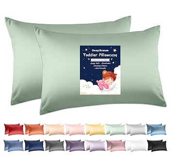 Deep Dream Toddler Pillowcases for 13x18 Pillow 2 Pack, 100% Cotton Travel Pillow Case Cover, 600 Thread Count Cotton Pillow Covers, Soft & Breathable Small Pillow Cases Envelope Closure, Baby Blue