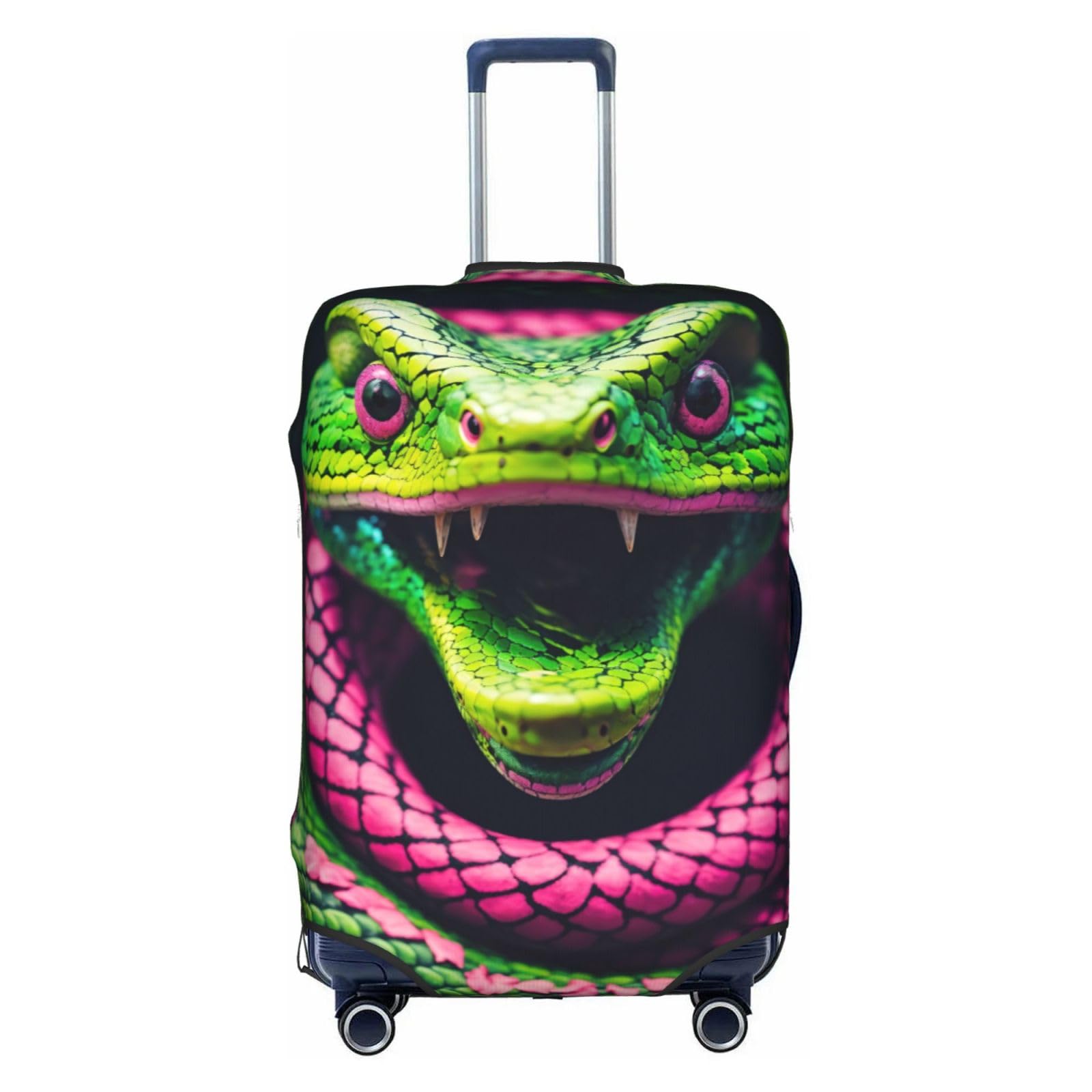 Housse de valise serpent vert blanche taille S pour voyage - 8