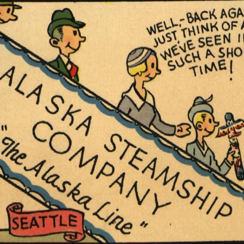 Antiguos Maps - Alaska Line Steamship & Railroad Vintage Map Circa 1950 - Measures 24 In X 32 In (610 Mm X 813 Mm) #TOP3