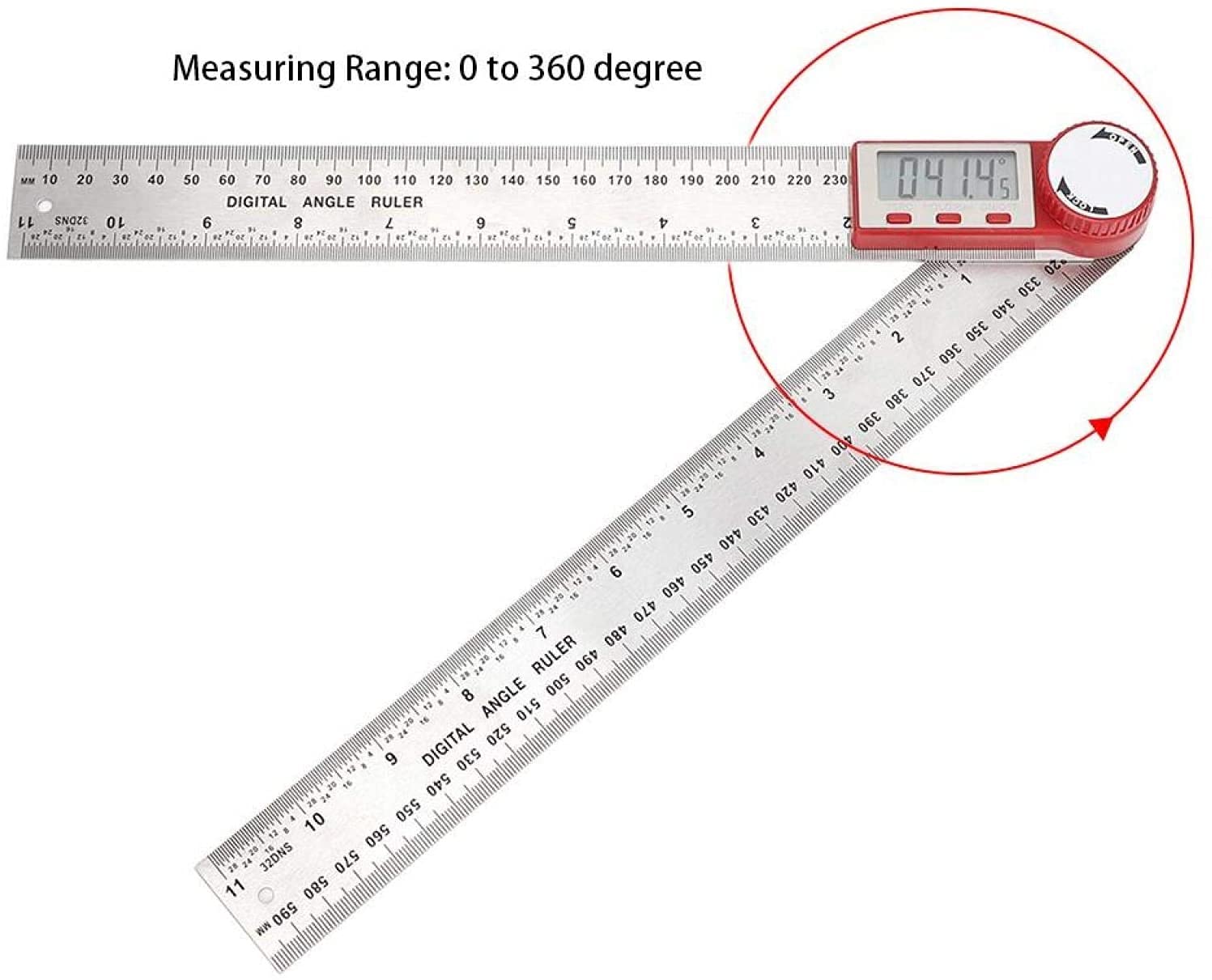 WJJ Angolo Righello Multifunzionale Angolo di misurazione ad Angolo ad Alta precisione Electronal Digital Display Angolo Righello Universale 90 Gradi 45 Gronatto for la Lavorazione del Legno