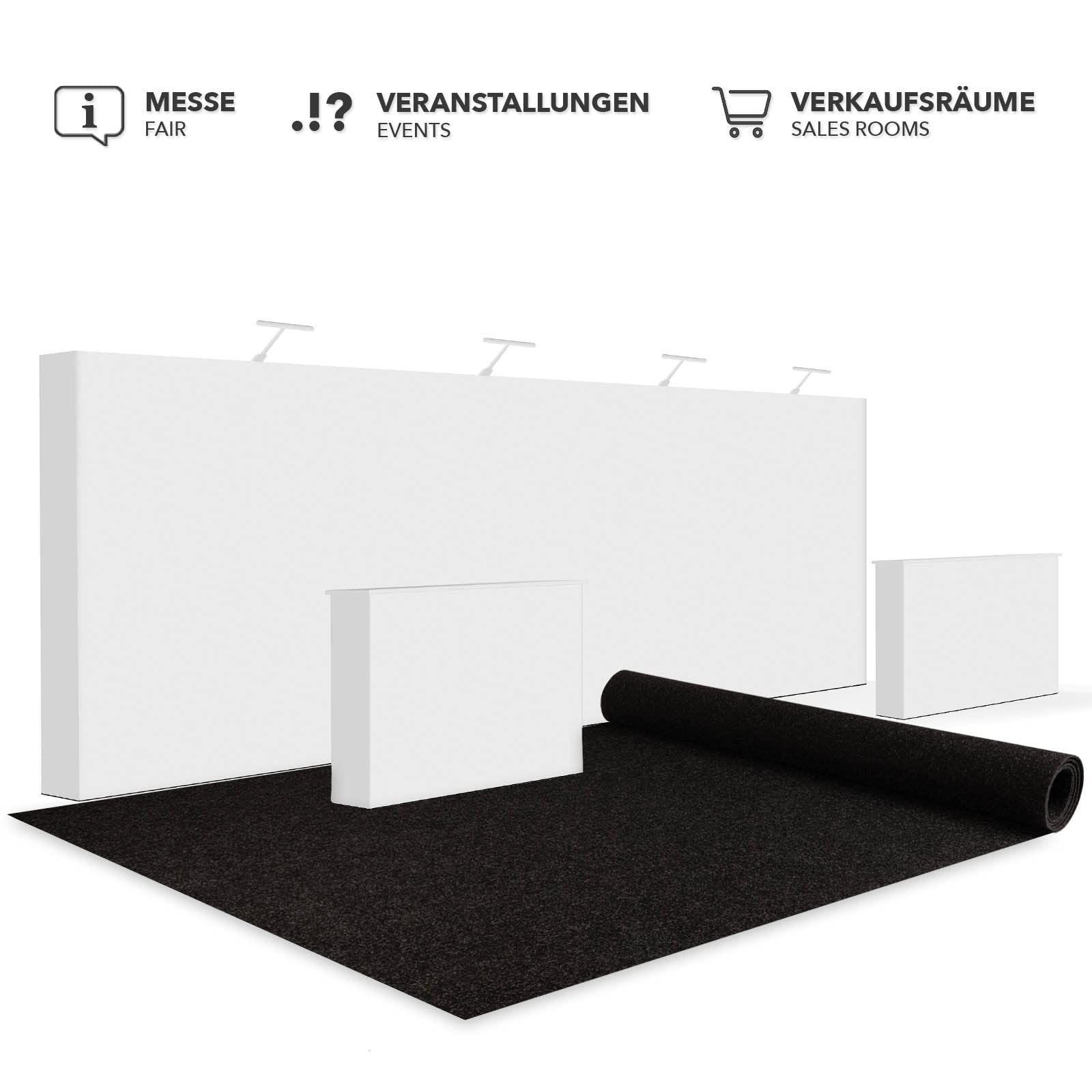 KARAT Dywan na imprezy i targi Turbo 100 x 1500 cm, antracyt - towar sprzedawany na metry - łatwy w pielęgnacji bieżnik – izolacja akustyczna, trudnopalny – na targi, wydarzenia, do szkoły i biura