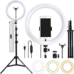 Ring Light 10 Polegadas com Tripé Ajustável 2,1m e Suporte Celular – Iluminação Profissional para Fotos, Vídeos e Lives