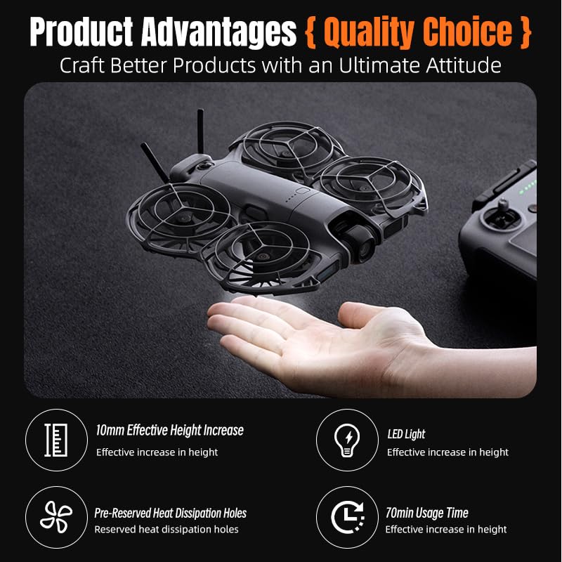 Image of Coyktonty Night Lighting Landing Gear for DJI Neo 2,Rechargeable LED Night Flying Lights, Neo2 LED Light Landing Gear 2-in-1 Kit,Increase height by 10 cm