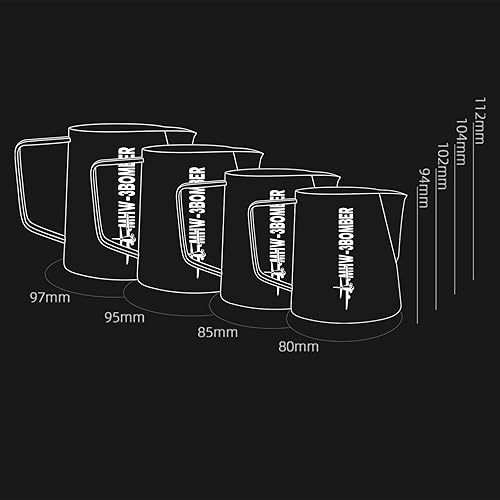 Miniatura 9 de MHW-3BOMBER Jarra vaporizadora de café expreso, jarra de espuma de leche, acero inoxidable, café con leche, capuchino, latte, arte barista, 22