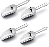 E-far 3oz Stainless Steel Mini Scoops 4 Pack - Rust-Proof Kitchen Utility Scoops for Candy, Ice Cubes, Flour, Protein Powder, Dishwasher Safe