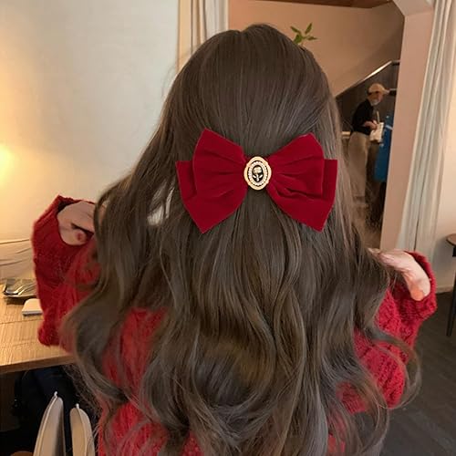 Miniatura 5 de 4 lazos de terciopelo para el cabello, pinzas de cocodrilo, para cumpleaños, boda, día de San Valentín, accesorios para el cabello para mujeres y