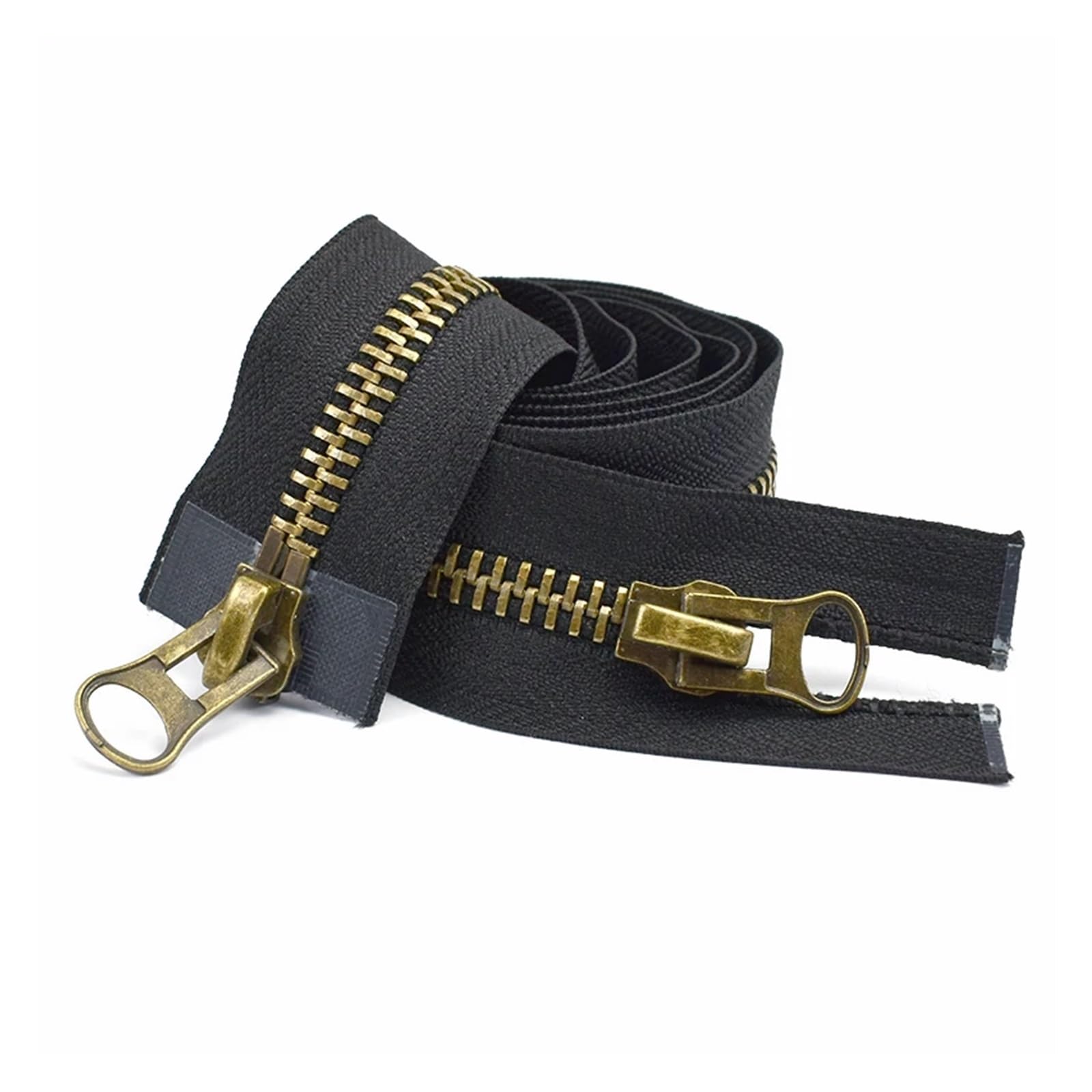 Cremallera bidireccional 8# cremallera de Metal doble deslizador extremo abierto 70-120cm for abrigo chaqueta tienda kits de reparación accesorios de costura DIY(Black,70CM)