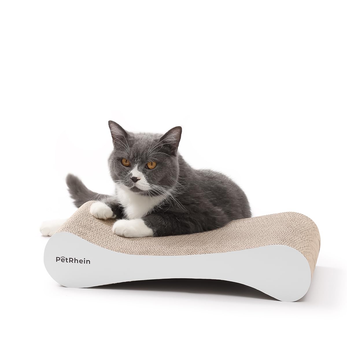 PetRhein Cloud Paw Kratzpappe XXL für Katzen - Ergonomisches Wellen-Kratzbrett, Beidseitig Nutzbar, Recycelter Karton, Schadstofffrei