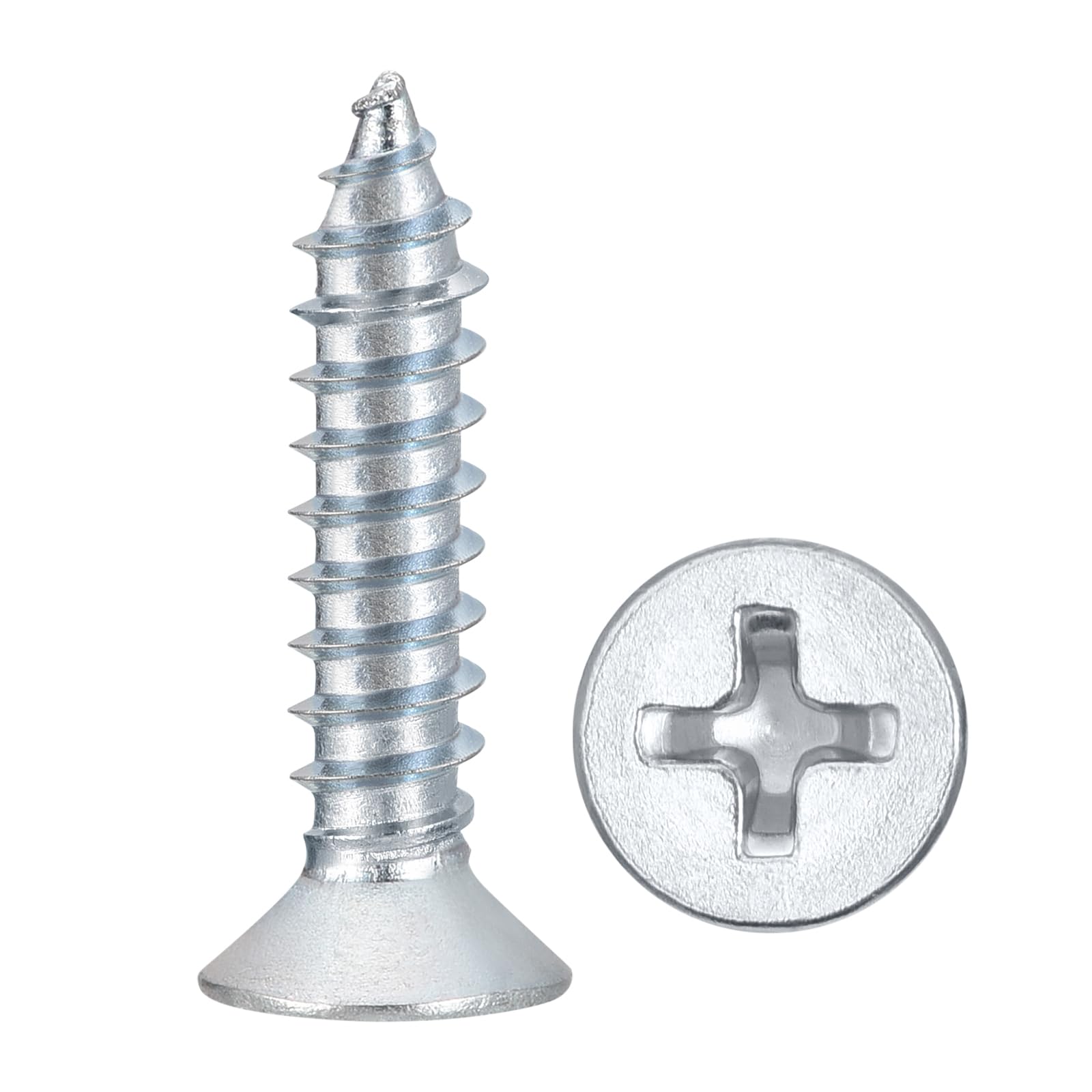 METALLIXITY Countersunk Phillips Wood Screws (#12x1") 75Pcs, Carbon Steel Coarse Thread Phillips Drive Flat Head Wood Screws