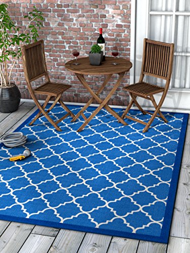 Well Woven Kings Court Brooklyn Trellis Modern Blue Geometric Lattice 3'3" x 4'7"